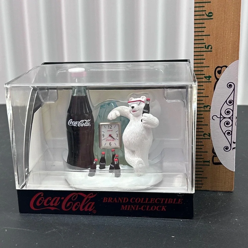 Vintage 1999 Coca-Cola Polar Bear Mini-Clock Collectible ST1000 Japan Movement